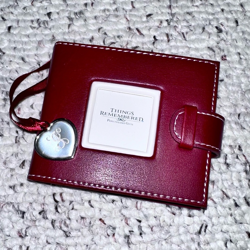 Things Remembered Red Leather Mini Pocket Photo Album - engraved “G”